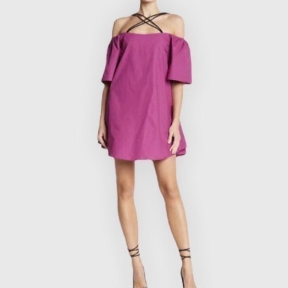 REVOLVE Line + Dot purple criss cross strap mini dress